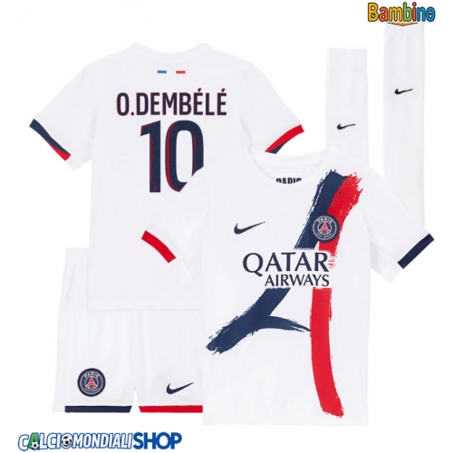 Maglie da calcio Paris Saint-Germain Ousmane Dembele #10 Seconda Maglia Bambino 2025-26 Manica Corta + Pantaloni corti)
